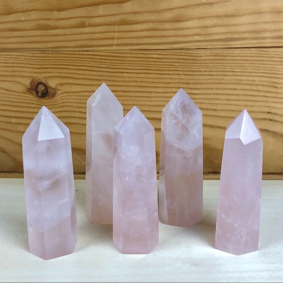 Rose Quartz Stone Healing Crystal Pyramid Tower Wand Point Obelisk Rock - Picture 6 of 10